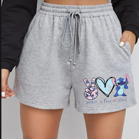 Stitch print shorts