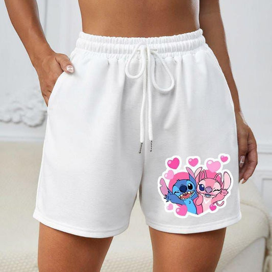 Stitch print shorts