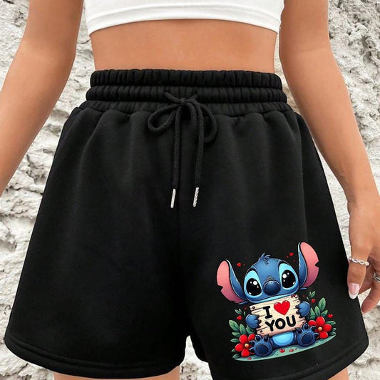 Stitch print shorts